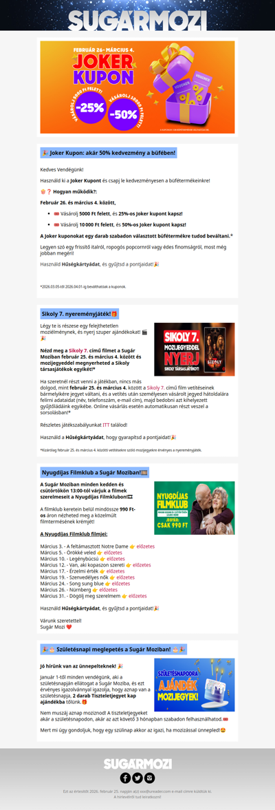 Akciók és események a Sugár Moziban!😍