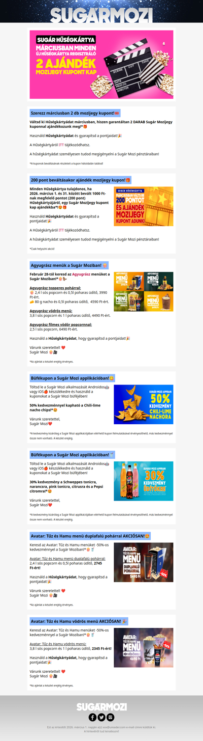 Márciusi Hűségkártya akciók és filmes menük!🤩