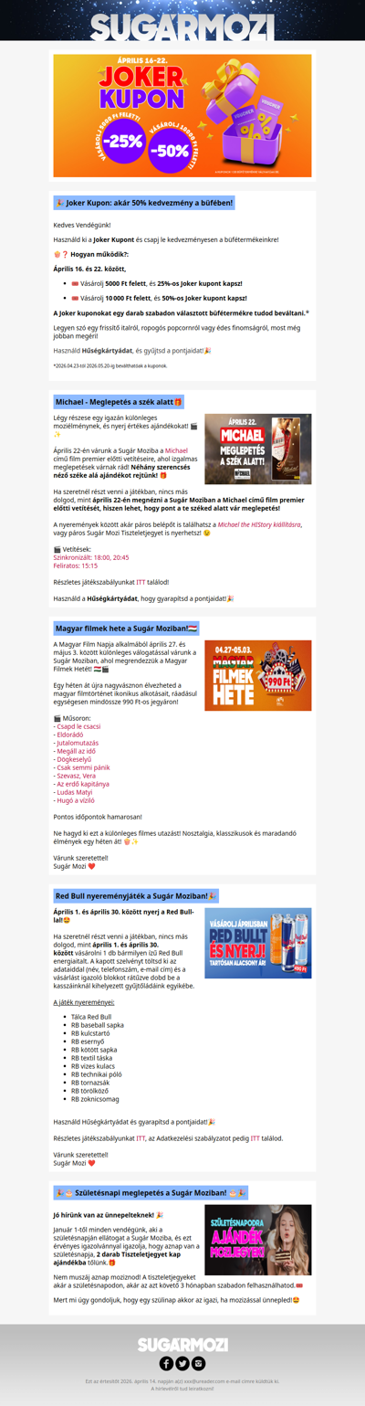 Akciók és események a Sugár Moziban!🤩