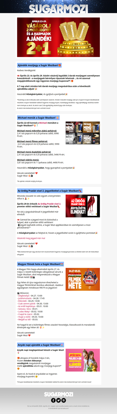 Akciók és események a Sugár Moziban!🤩