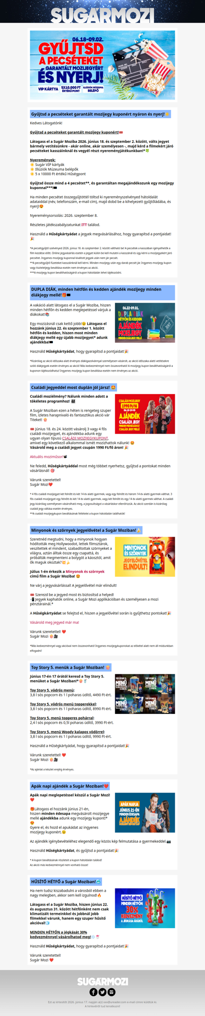 Nyári akciók és események a Sugár Moziban! ☀️