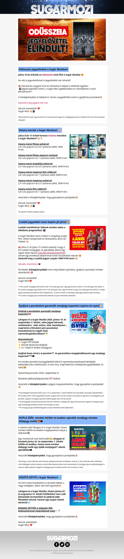 Jegyelővétel, filmes menük és akciók a Sugár Moziban!🤩
