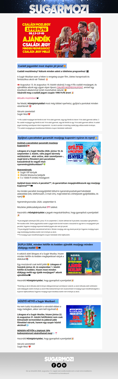 Akciók és események a Sugár Moziban!😍