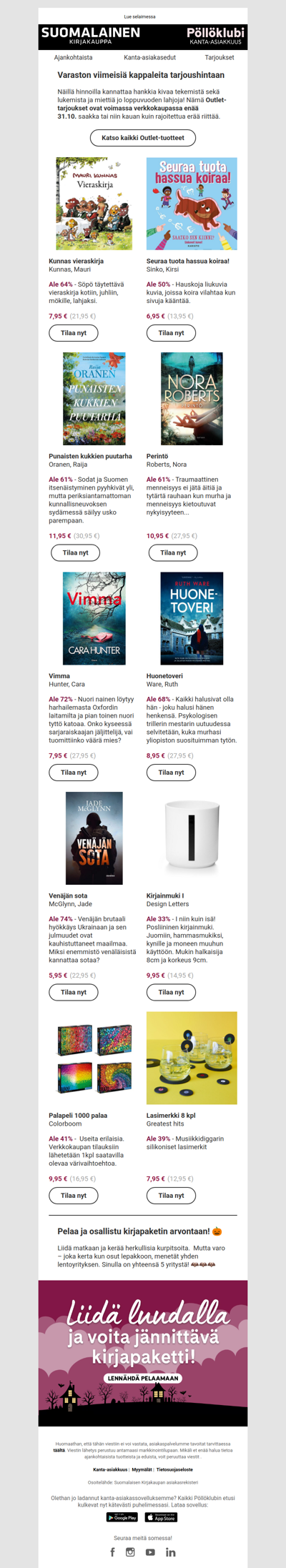 Outlet-löytöjä ja edullisia lahjaideoita!