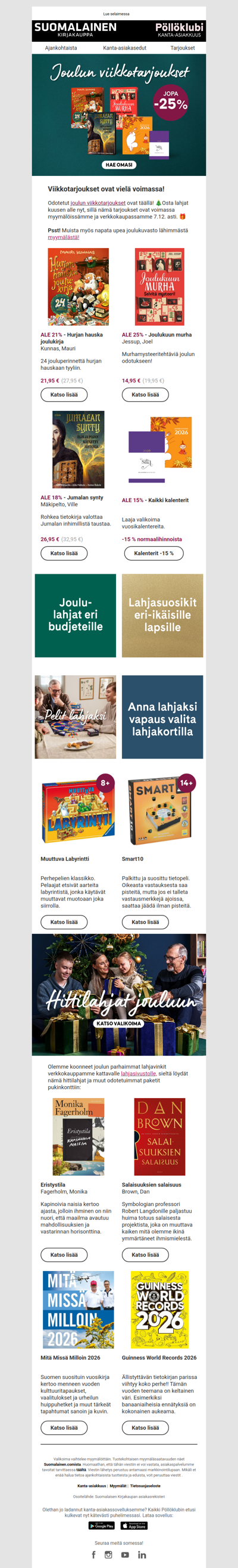 Vielä ehdit hyödyntää joulun viikkotarjoukset