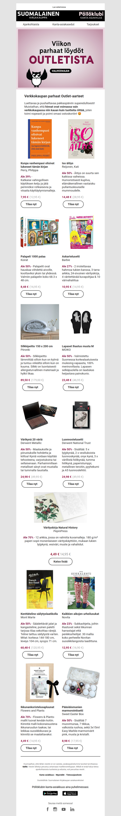 Säästä jopa 70% - löytöjä Outletissa