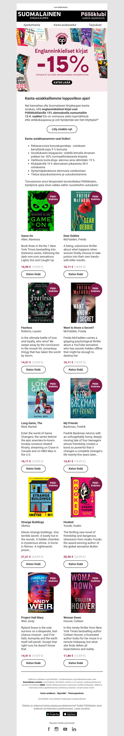 Klubietuna englanninkieliset kirjat -15%