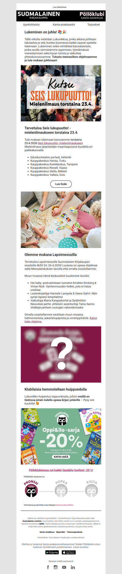 Lukuviikolla tapahtuu 📚