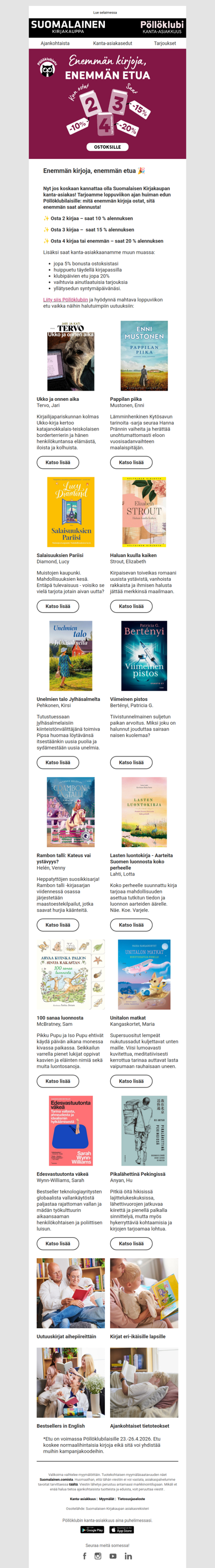 Jopa 20% alennus kirjaostoksesta 🎉