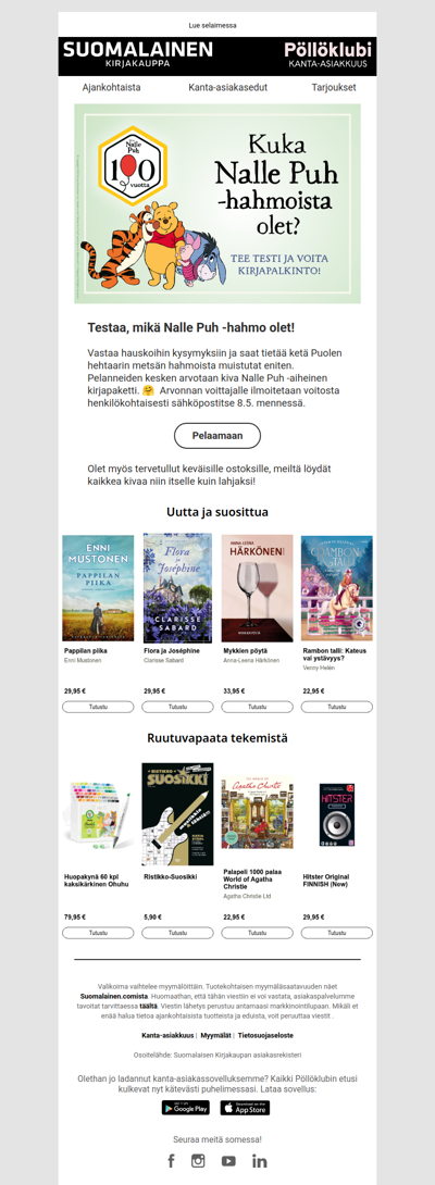 Pelaa kivaa Nalle Puh -peliämme!