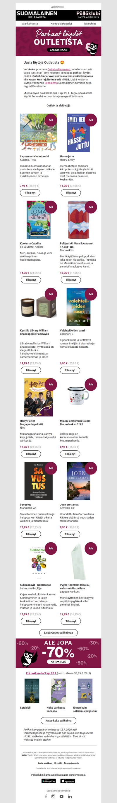 Uusia löytöjä Outletista!