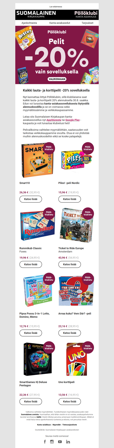 Lataa sovellus, saat KAIKKI pelit -20%