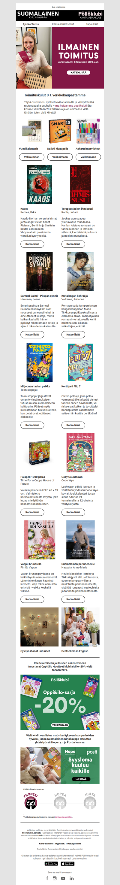 Vielä ehdit saada ilmaisen toimituksen 🥳