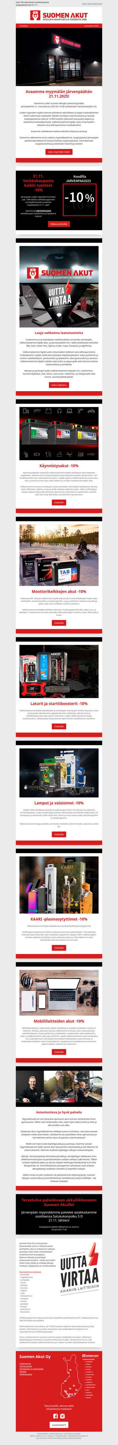 Avaamme uuden myymälän Järvenpäähän 21.11.2025!