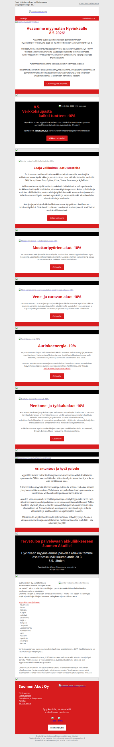 Avaamme uuden myymälän Hyvinkäälle 8.5.2026!