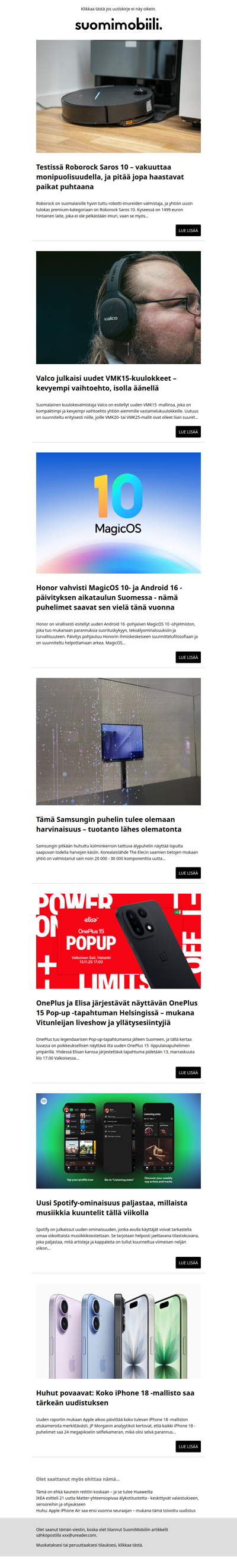 SuomiMobiilin uutiskirje 11.11.2025