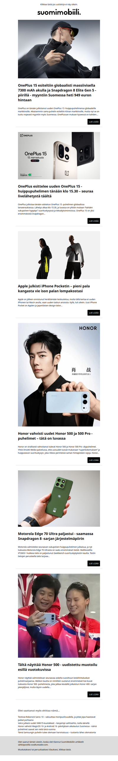 SuomiMobiilin uutiskirje 14.11.2025