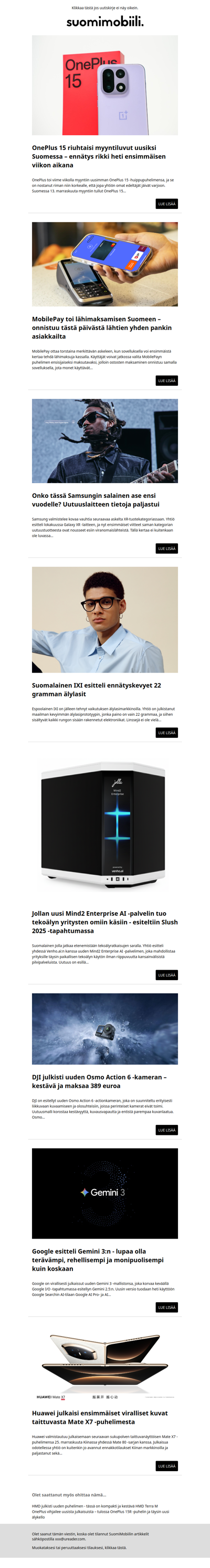 SuomiMobiilin uutiskirje 21.11.2025