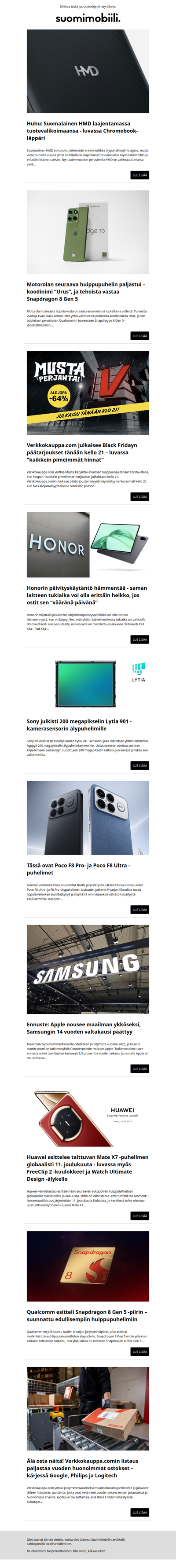 SuomiMobiilin uutiskirje 28.11.2025