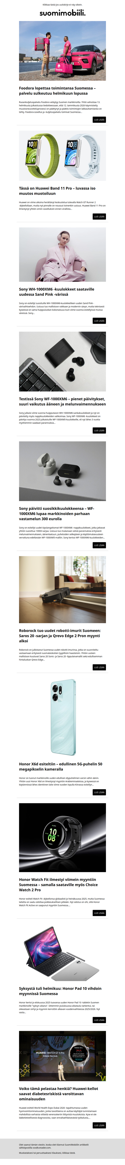 SuomiMobiilin uutiskirje 13.2.2026