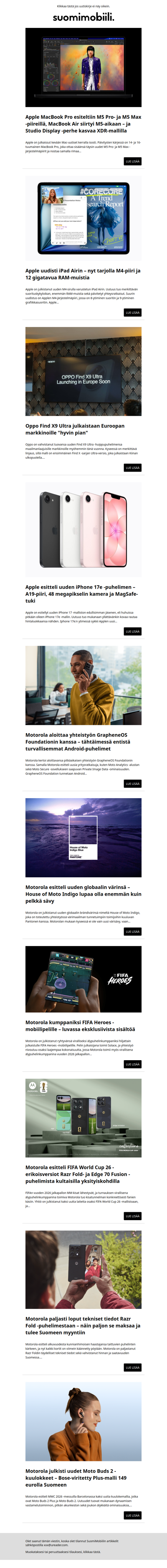 SuomiMobiilin uutiskirje 3.3.2026