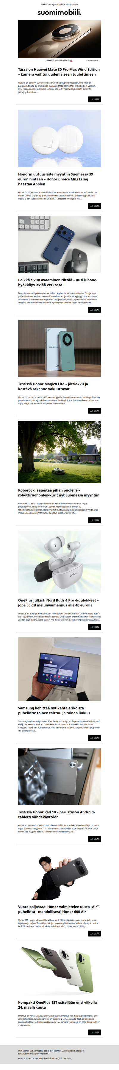 SuomiMobiilin uutiskirje 20.3.2026