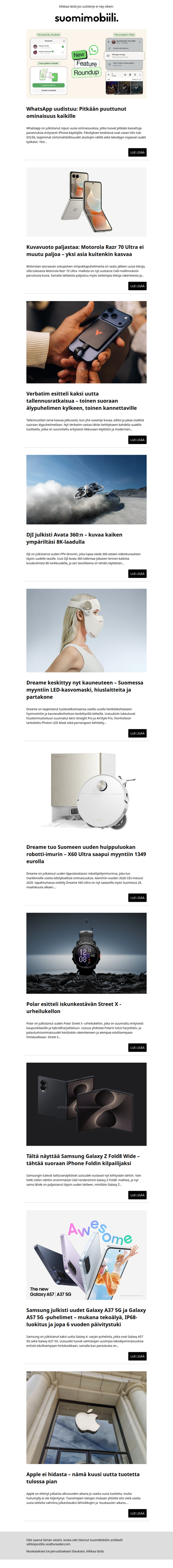 SuomiMobiilin uutiskirje 27.3.2026