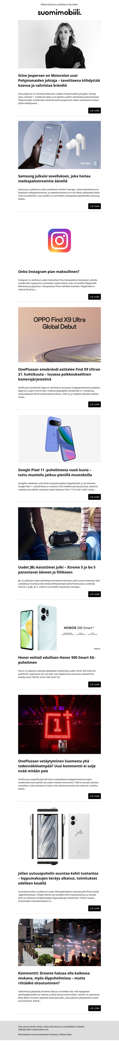 SuomiMobiilin uutiskirje 31.3.2026