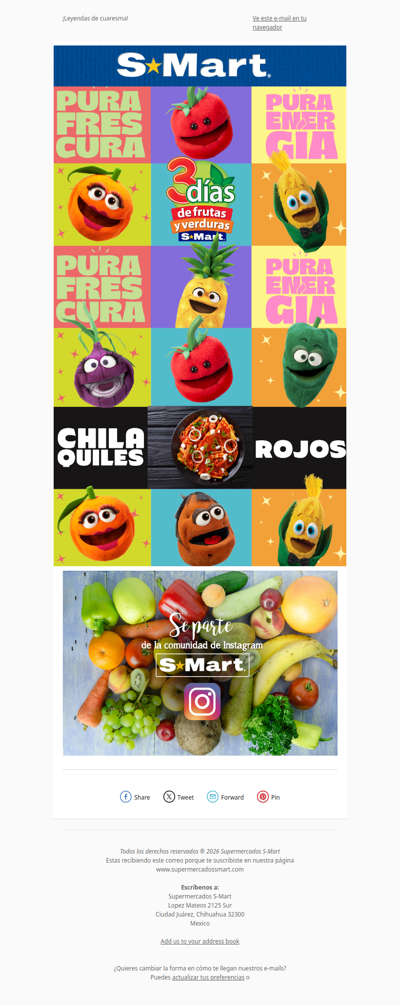 Llegó la pura frescura en los 3 días de frutas y verduras ¡Sólo en S-Mart!