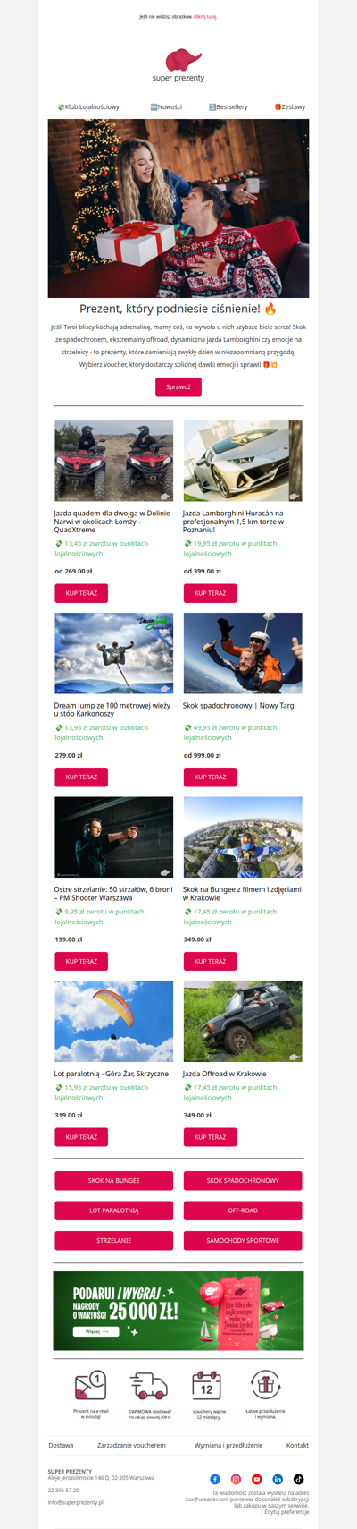 💥 Prezenty pełne adrenaliny! Podaruj emocje, których się nie zapomina!