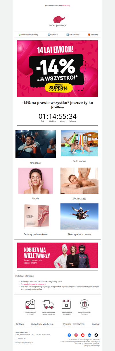 -14% na prawie WSZYSTKO! 💥 Tylko do jutra!