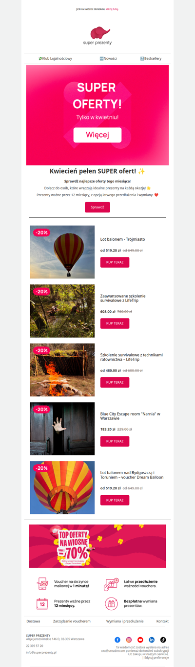 Super oferty KWIETNIA! 🌼 Nawet 20% taniej!