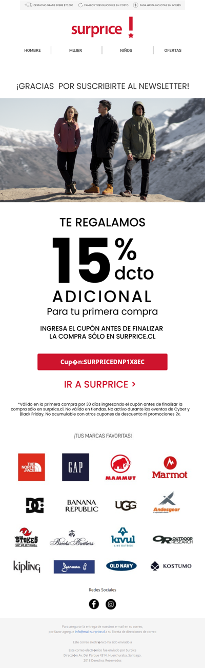 Bienvenido a Surprice, encuentra una sorpresa en este correo