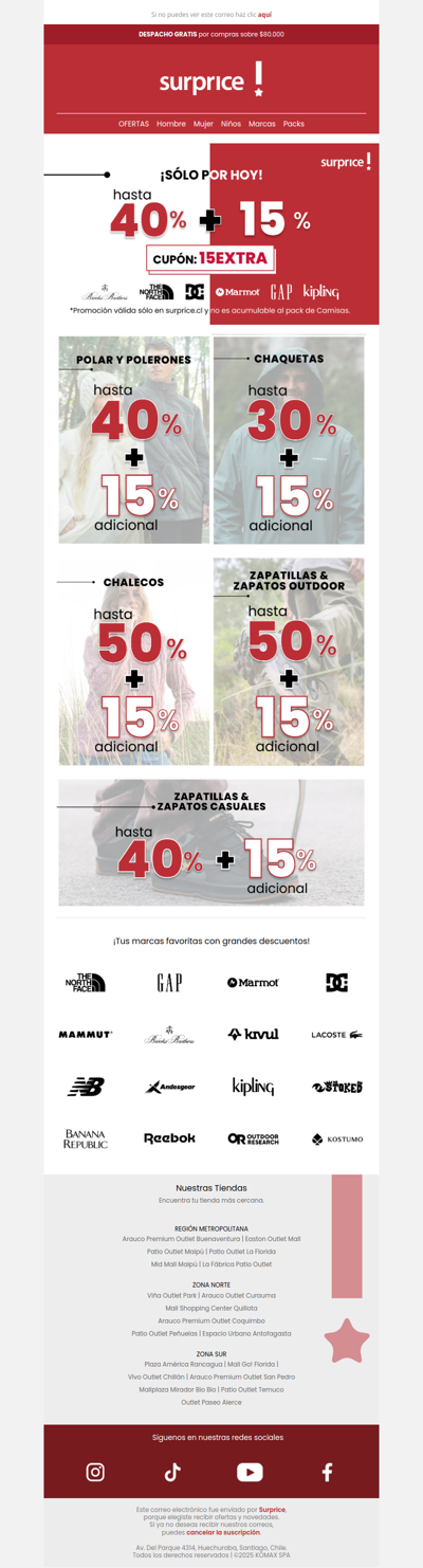 Hasta 40% + 15% EXTRA 🔥 SÓLO POR HOY