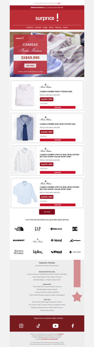 Camisas 2x$69.990 | Brooks Brothers