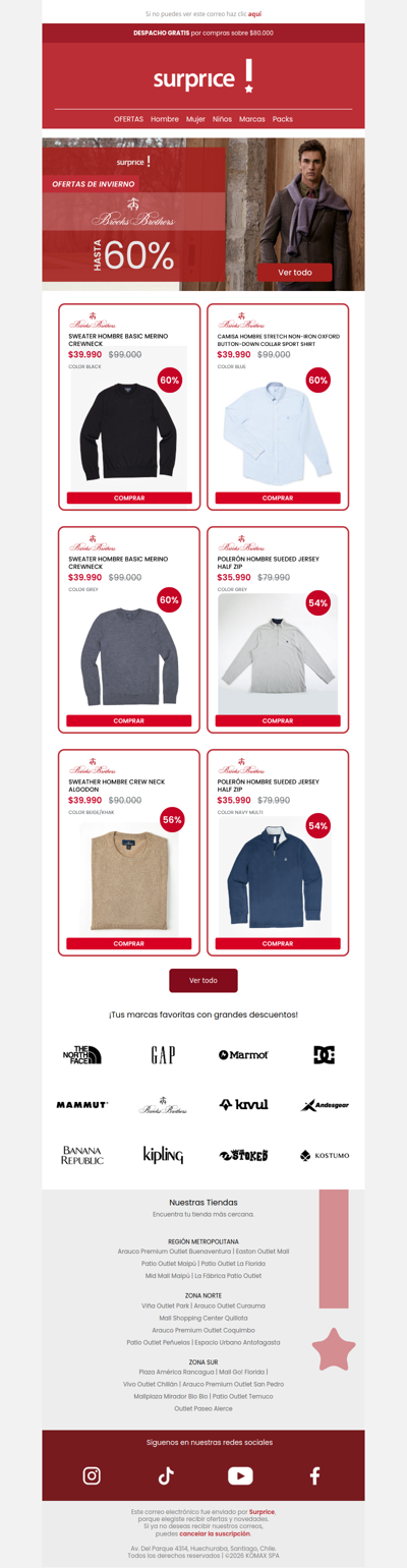 Hasta 60% de dscto en Brooks Brothers 👔