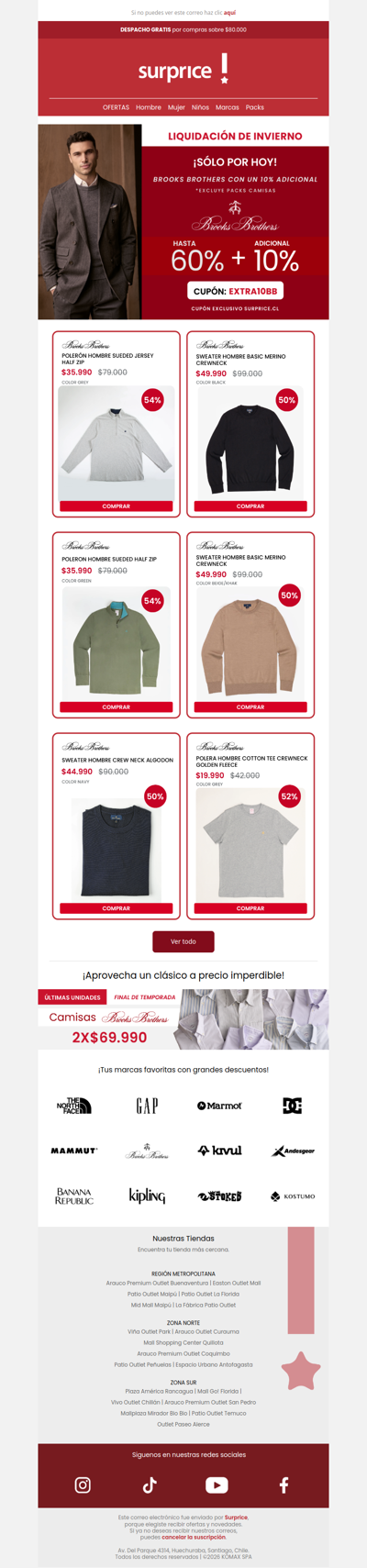 ¡SÓLO POR HOY! Brooks Brothers hasta 60% + 10% adicional 🔥