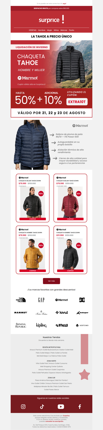 CHAQUETA TAHOE hasta 50% + 10% adicional 🔥