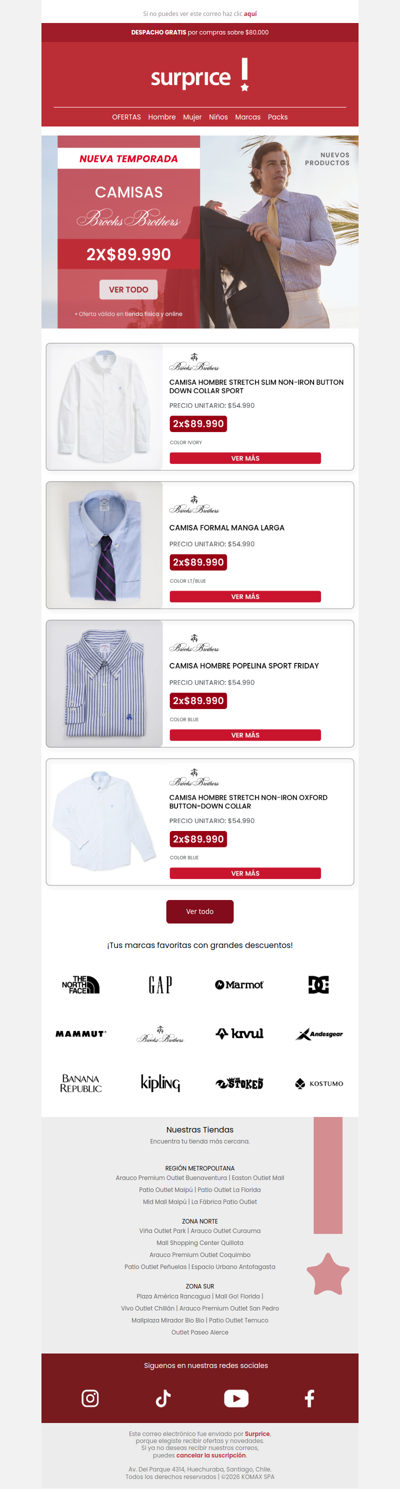 👔 Nueva temporada: Camisas Brooks Brothers 2x$89.990
