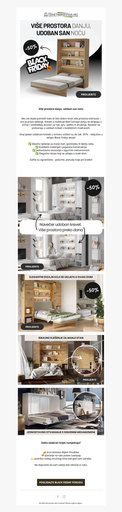 CRNI PETAK: kreveti u ormaru – sada do -50 % povoljnije!