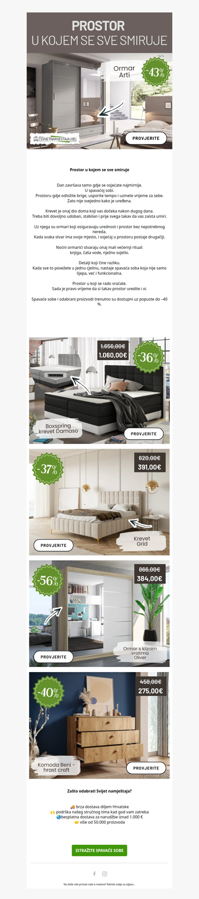 Spavaća soba u kojoj dan završava