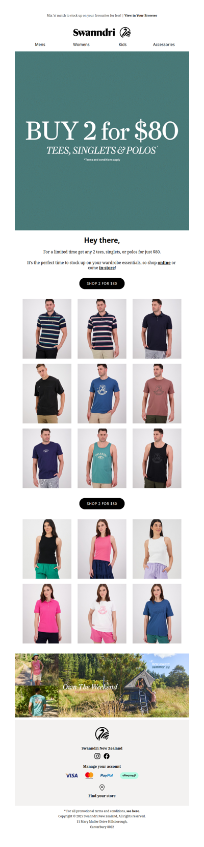 Limited Time Offer: 2 For $80 Tees, Singlets And Polos!👕