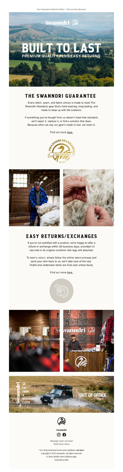 Built to Last; And Backed by the Swanndri Standard