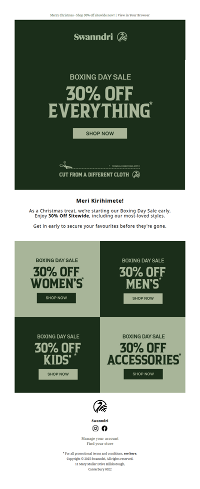 Enjoy 30% Off Everything for Boxing Day!*🎄