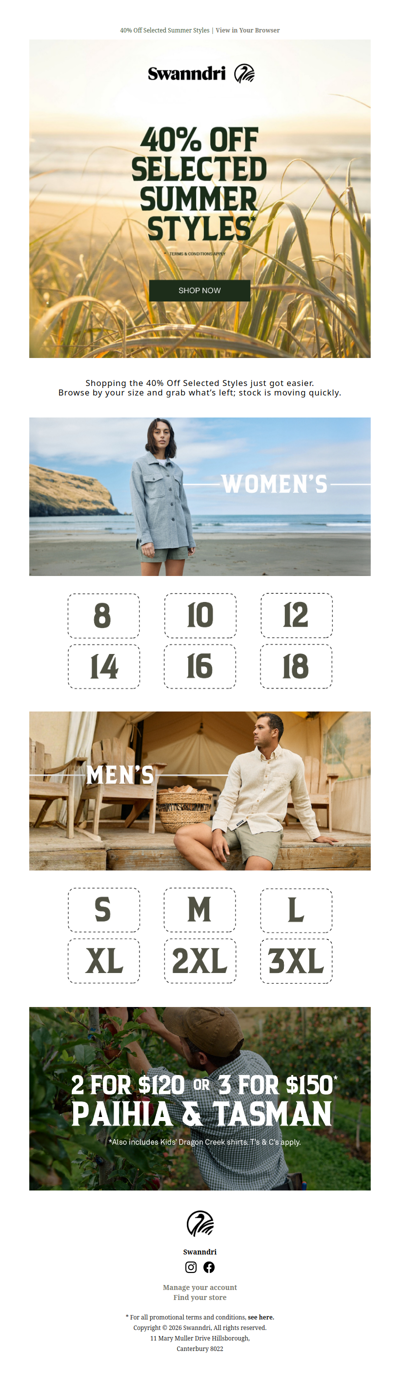 Unlock 40% Off! Shop By Size 🛍️