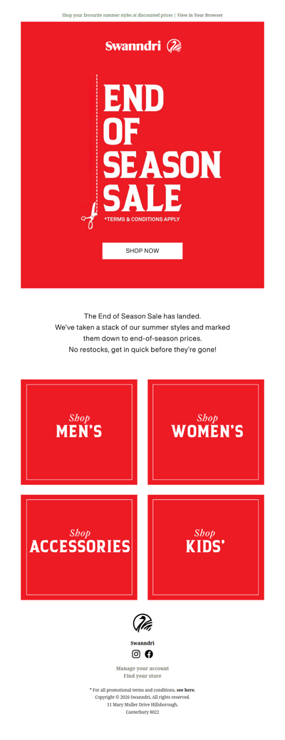 End Of Season Sale STARTS NOW! ☀️