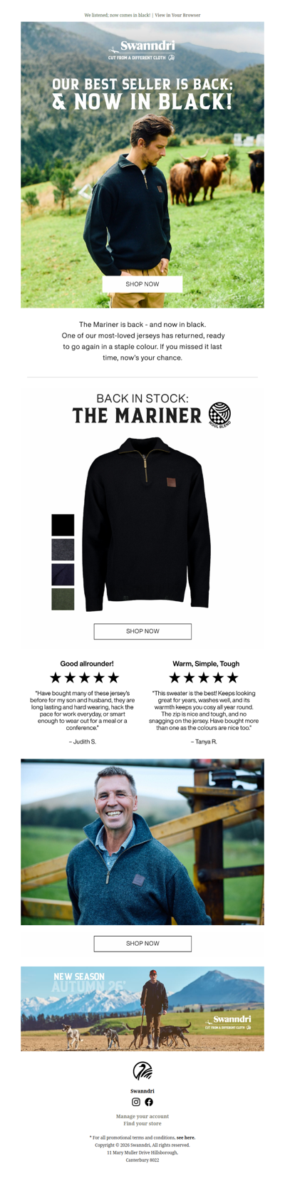 One Legendary Sweater. 4 Colours. Back In Stock!