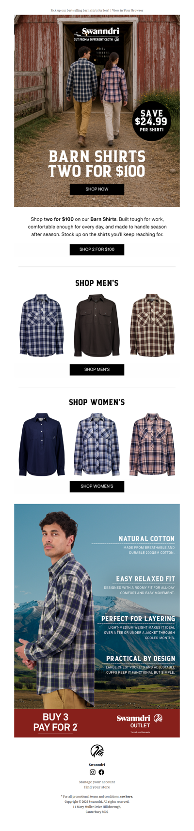 2 for $100 Barn Shirts, On Now!