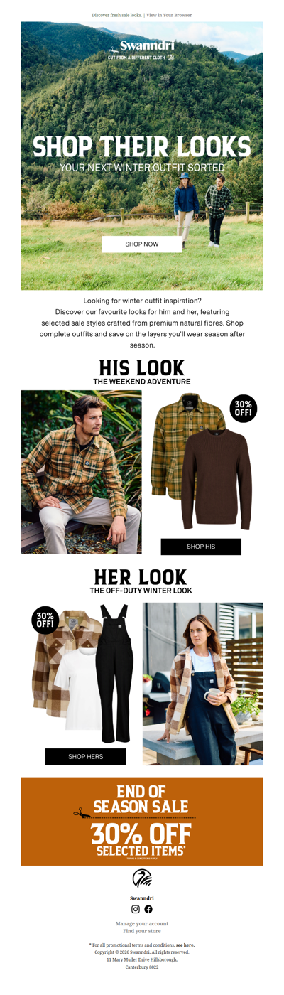 His & Hers Winter Looks at 30% Off