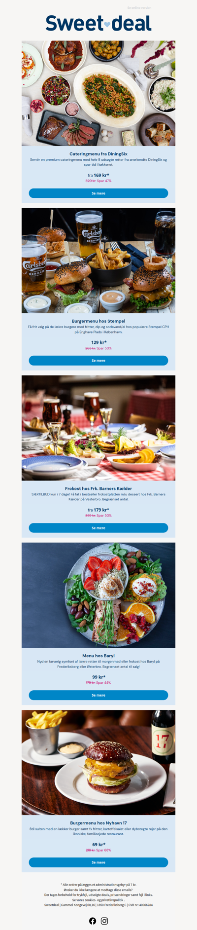 Premium cateringmenu fra DiningSix fra 169 kr.🥳